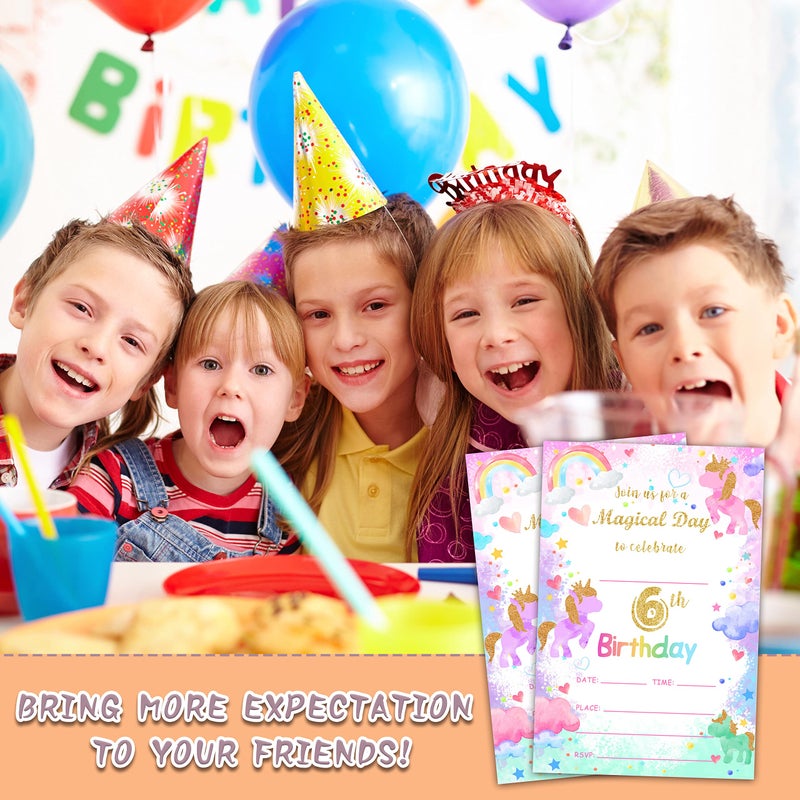 YQV 6th Birthday Party Invitations  20-Count Magical Day Birthday Party Invites With Envelopes-HBYQK-B11 - Image 5